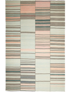 Tappeto Kilim Persia 200x305 cm - Verde e Rosa, Artigianale