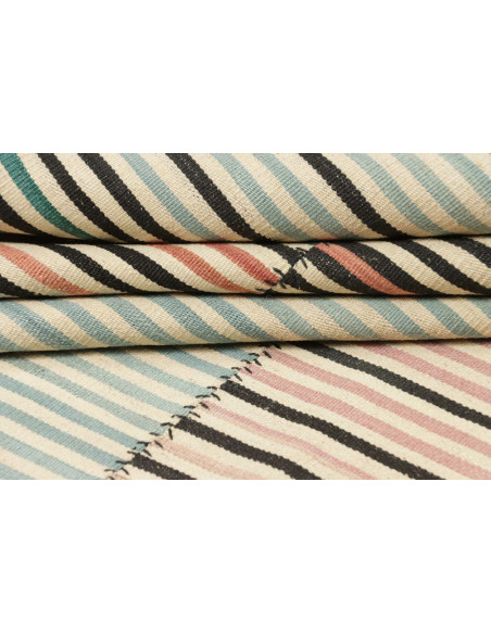 Tappeto Kilim Persia 200x305 cm - Verde e Rosa, Artigianale